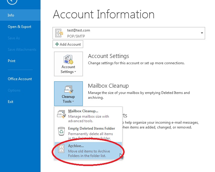 creating a local folder in outlook 2013