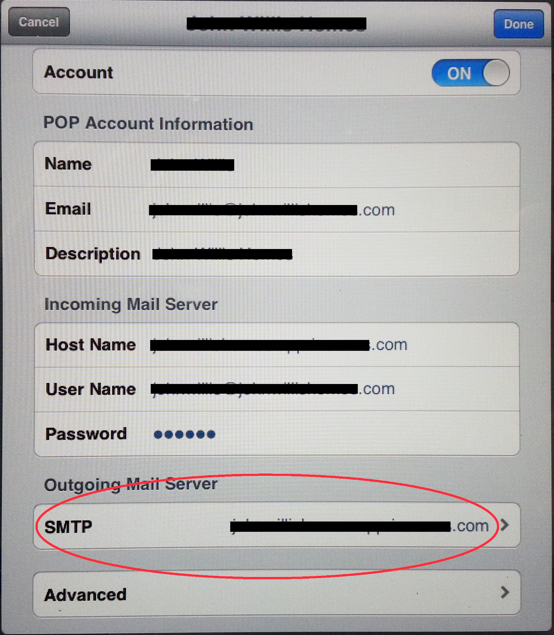 when adding email to iphone what is server