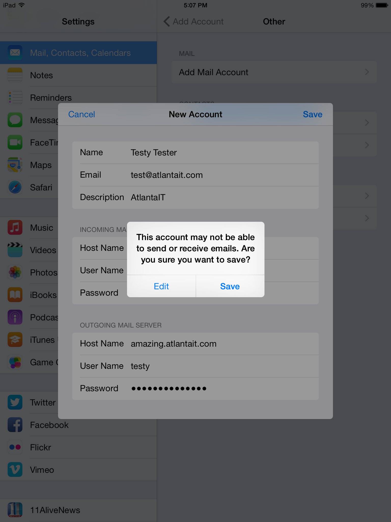 Adding Email Account on the iPad Air 2